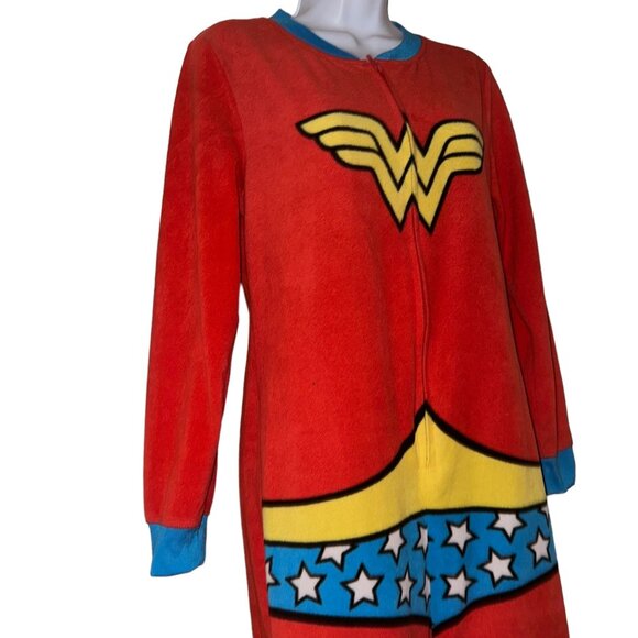 DC Comics Wonder Woman Pajamas Juniors L Costume PJs Footies Unionsuit Halloween - Picture 3 of 10